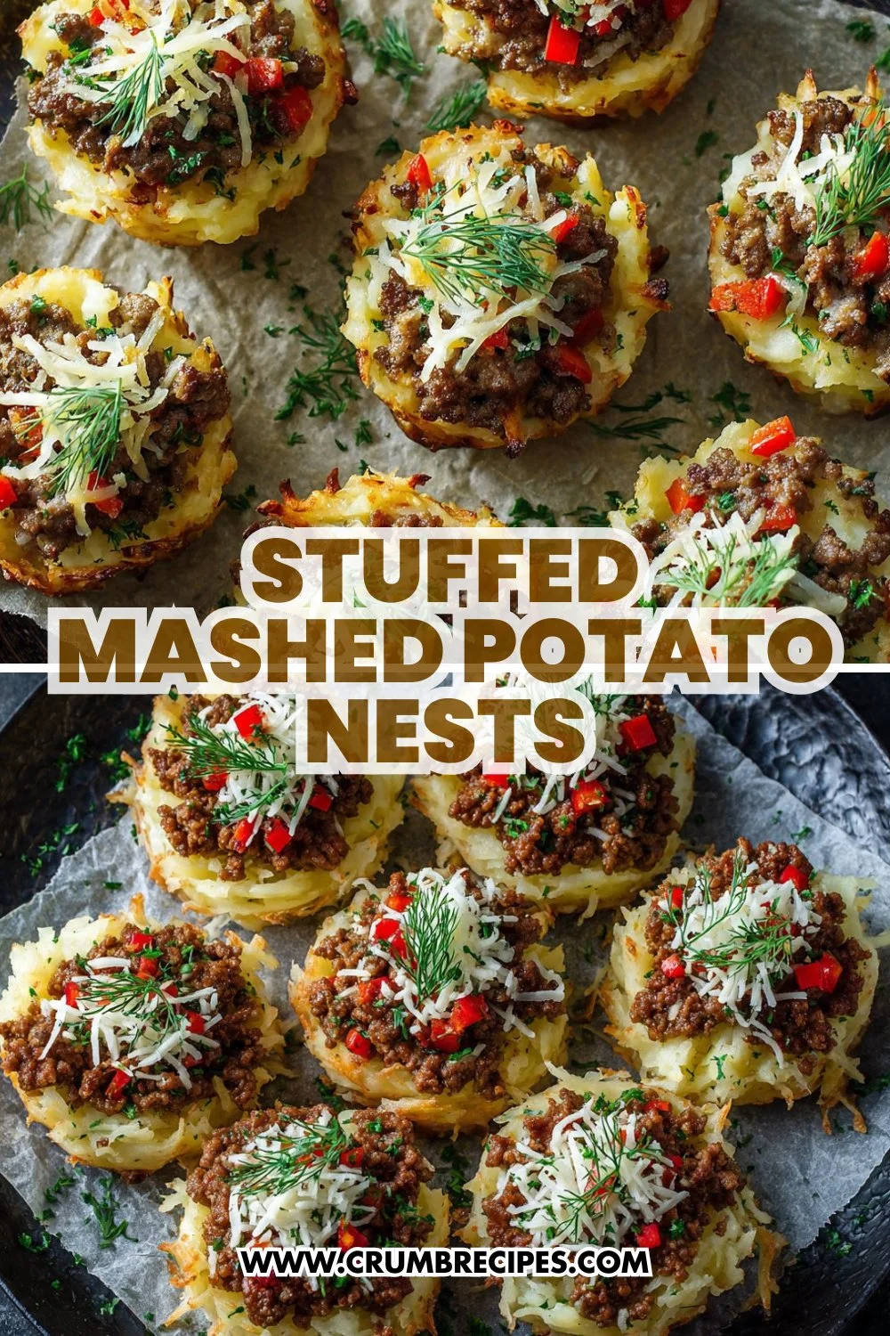 Stuffed Mashed Potato Nests