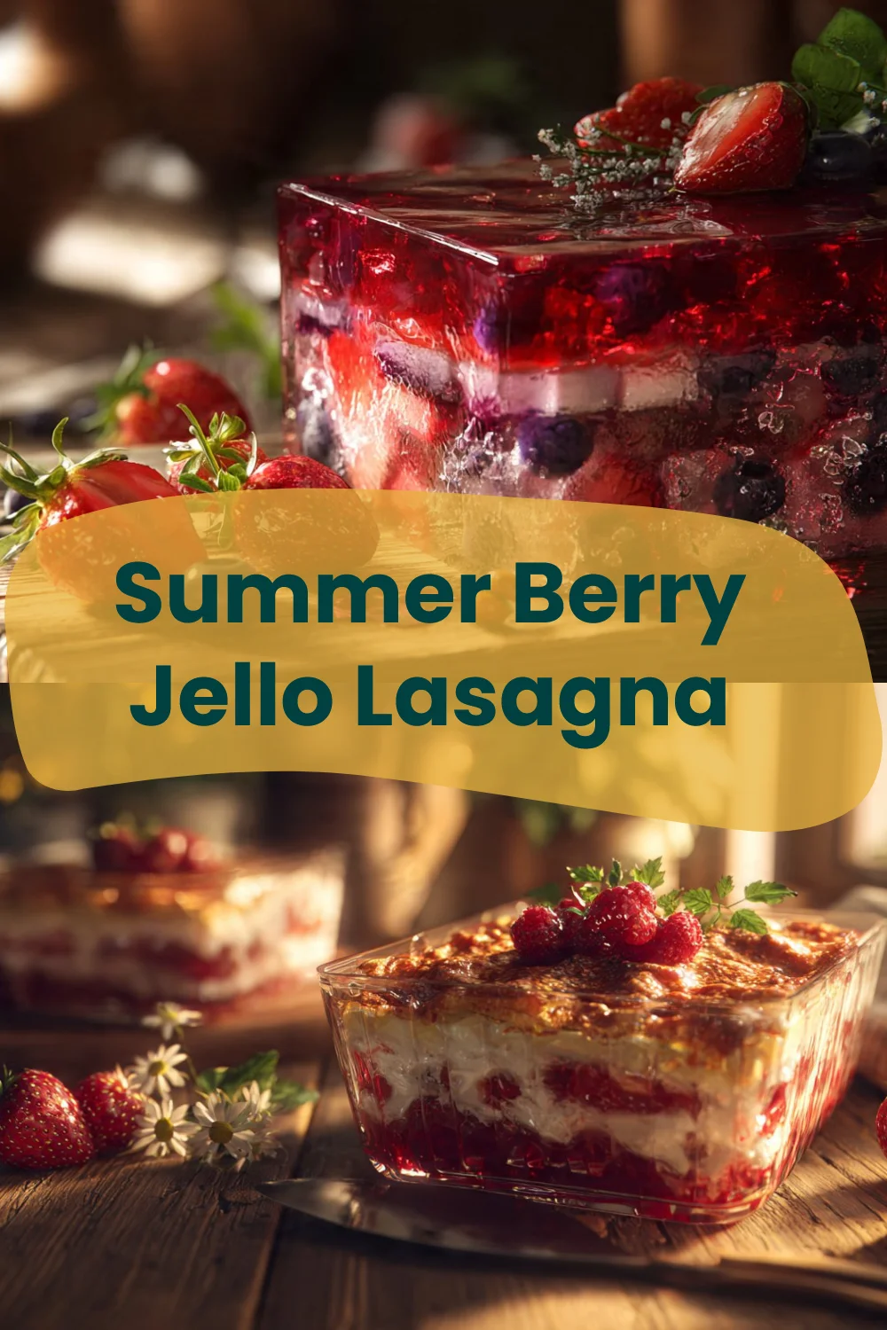 Summer Berry Jello Lasagna