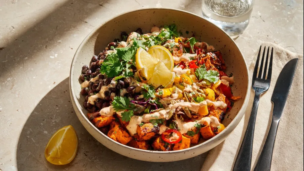 Colorful Sweet Potato Black Bean Burrito Bowl : Easy Plant-Based Bowl burrito bowl Colorful Sweet Potato Black Bean Burrito Bowl : Easy Plant-Based Bowl