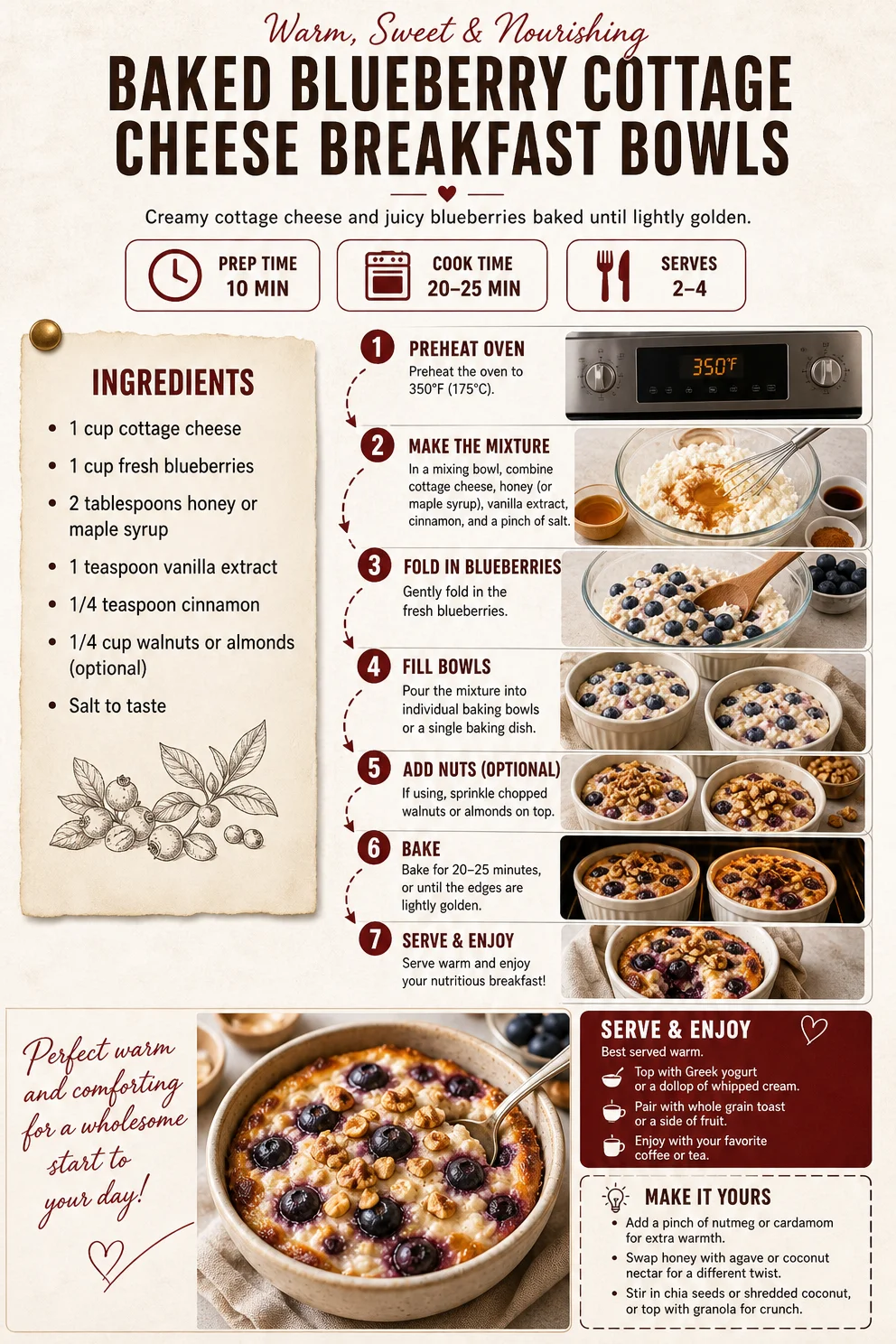 Baked Blueberry Cottage Cheese Breakfast Bowls