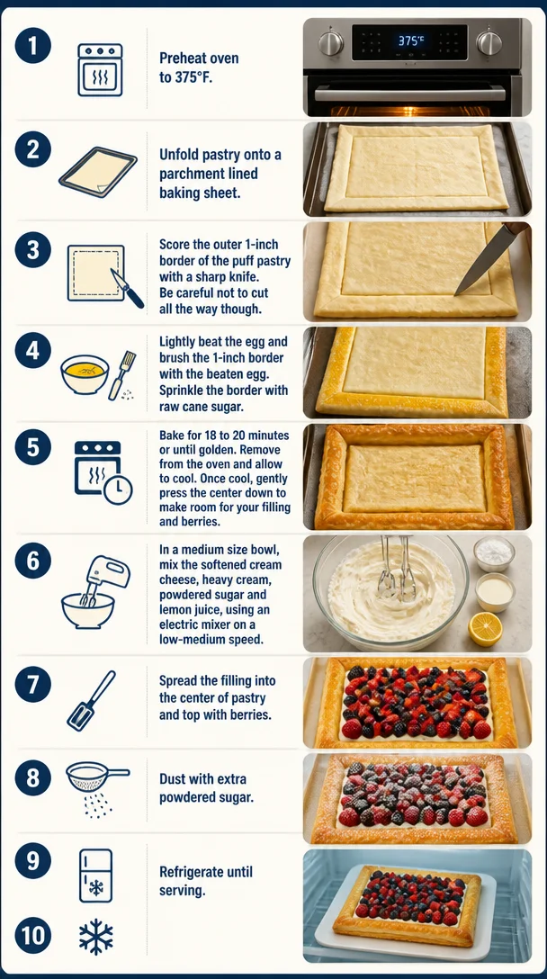 Berry Cheesecake Puff Pastry Tart Recipe