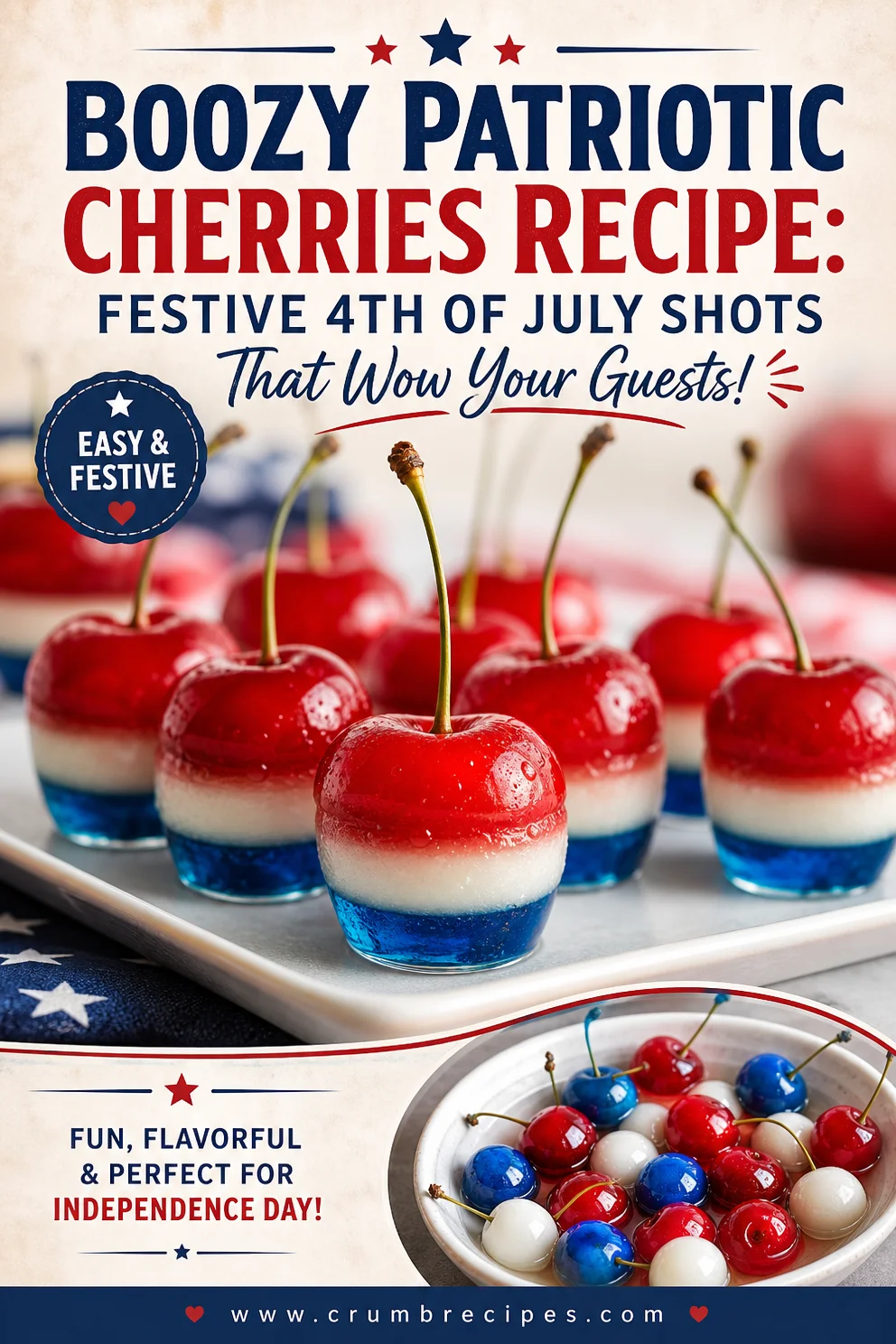 Boozy Patriotic Cherries Recipe: Festive 4th Of July Shots That Wow Your Guests! Boozy Patriotic Cherries Boozy Cherry Bombs: Easy Cocktail Party Hits