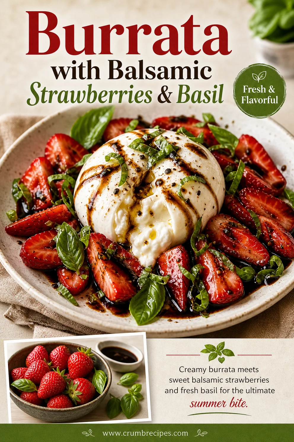 Burrata with Balsamic Strawberries & Basil