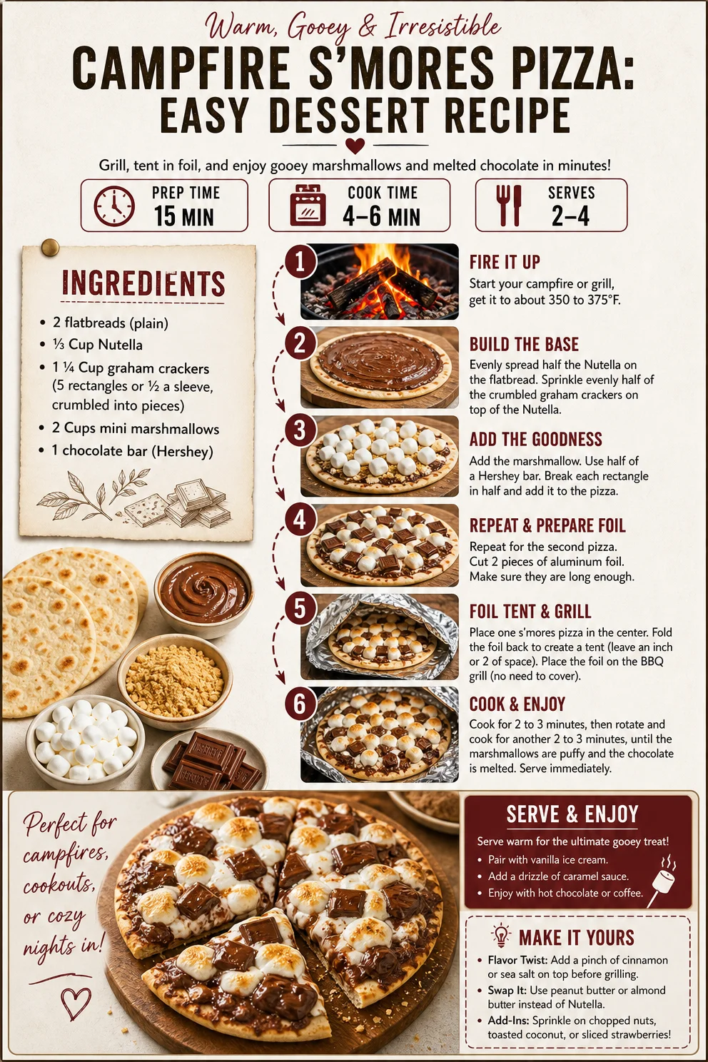 Campfire S’mores Pizza: Easy Dessert Recipe Campfire S'mores Pizza Campfire S’mores Pizza: Easy Dessert Recipe