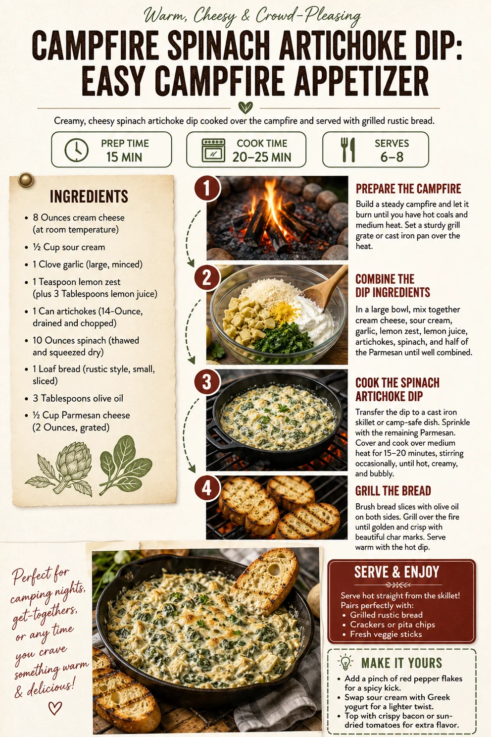 Campfire Spinach Artichoke Dip: Easy Campfire Appetizer