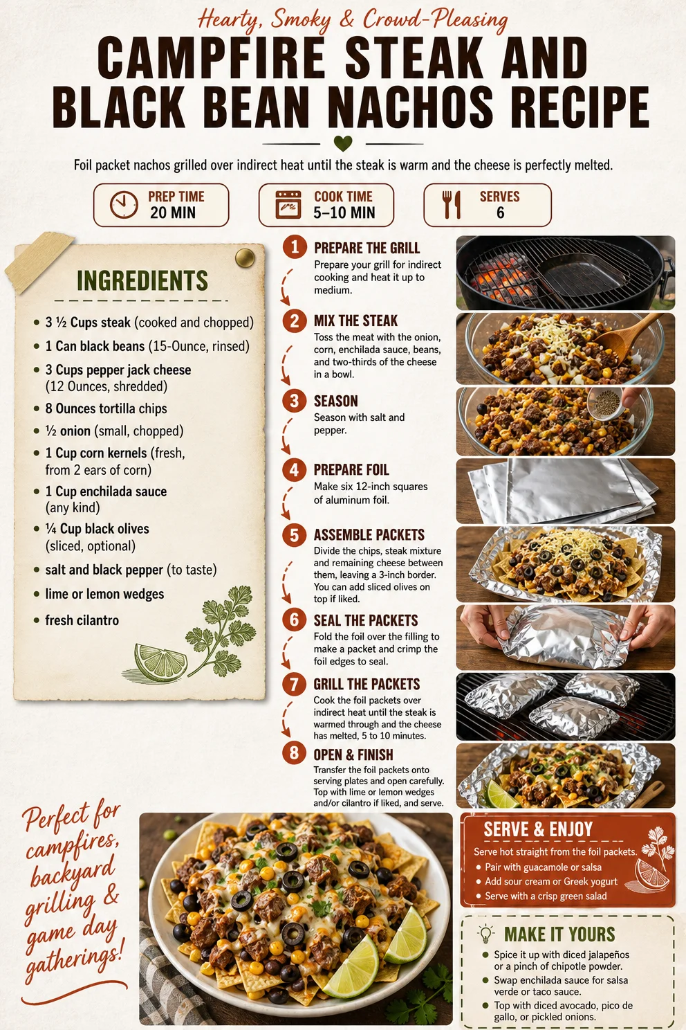 Campfire Steak and Black Bean Nachos Recipe Campfire Steak and Black Bean Nachos Campfire Steak and Black Bean Nachos Recipe