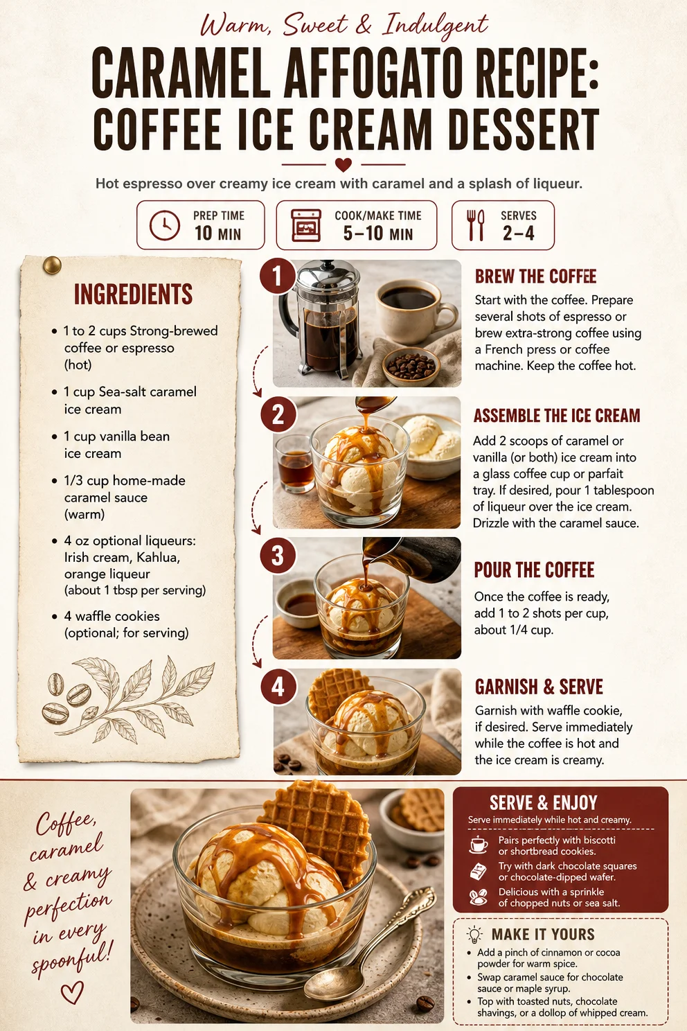 Caramel Affogato Recipe: Coffee Ice Cream Dessert