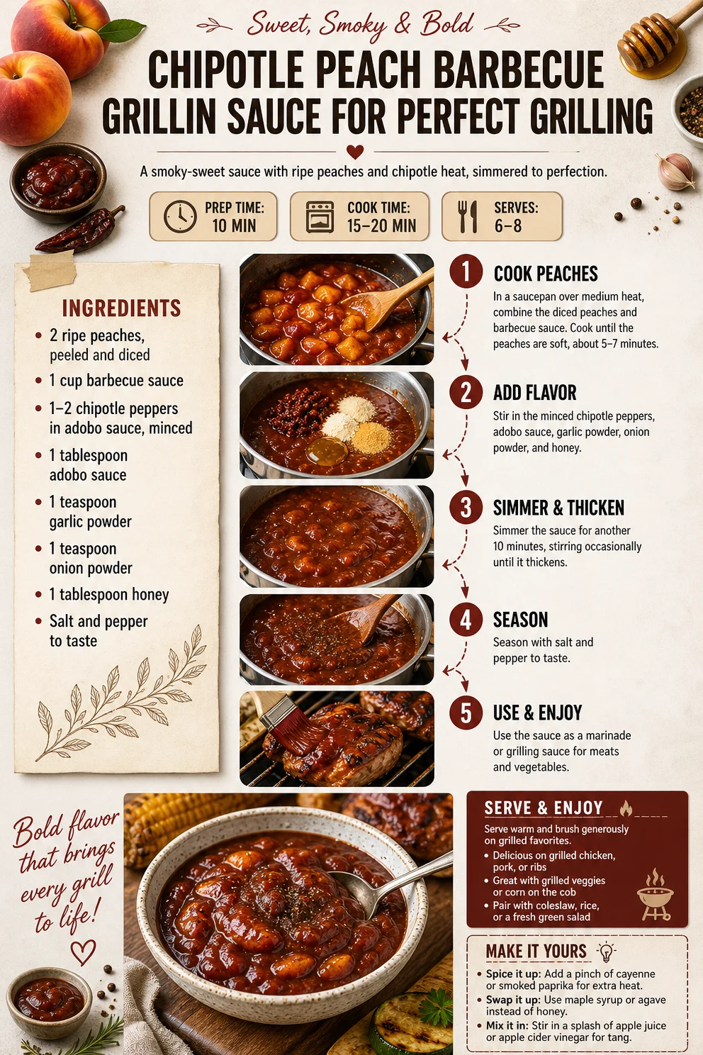 Chipotle Peach Barbecue Grillin Sauce for Perfect Grilling