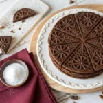 Chocolate Pizzelle cookies baked to perfection, crispy with rich cocoa flavor.