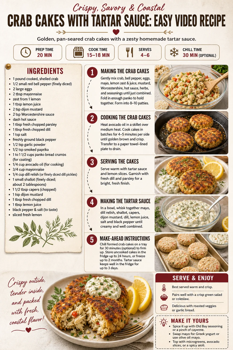 Crab Cakes with Tartar Sauce: Easy Video Recipe crab cakes Crab Cakes with Tartar Sauce: Easy Video Recipe