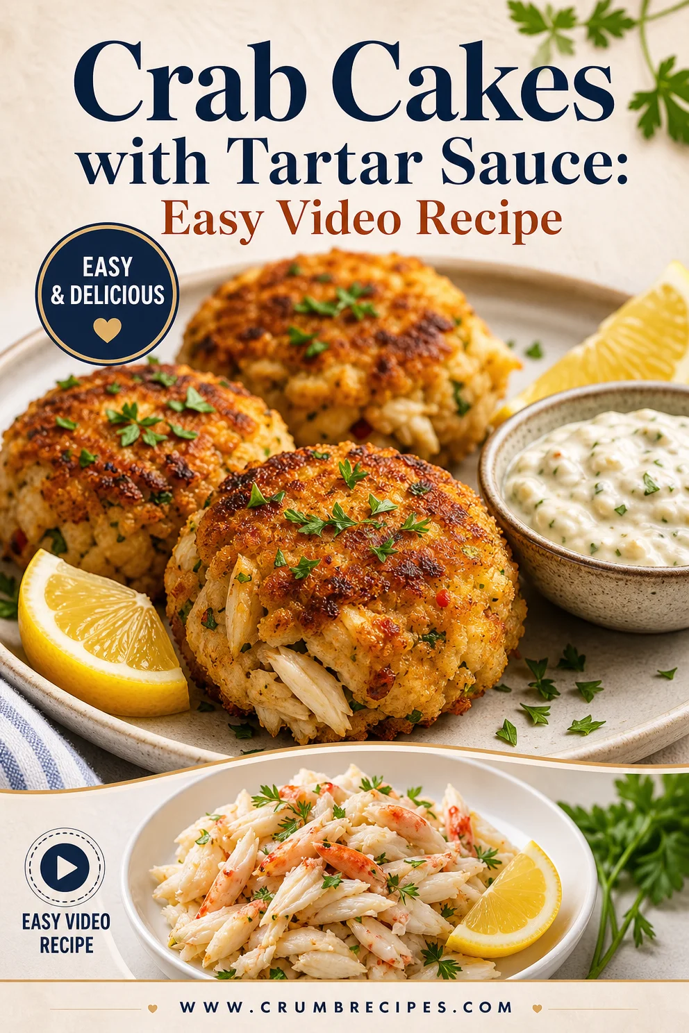 Crab Cakes with Tartar Sauce: Easy Video Recipe crab cakes Crab Cakes with Tartar Sauce: Easy Video Recipe
