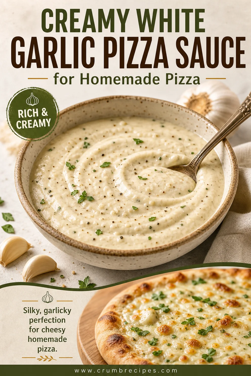 Creamy White Garlic Pizza Sauce for Homemade Pizza Garlic Pizza Sauce Creamy White Garlic Pizza Sauce for Homemade Pizza