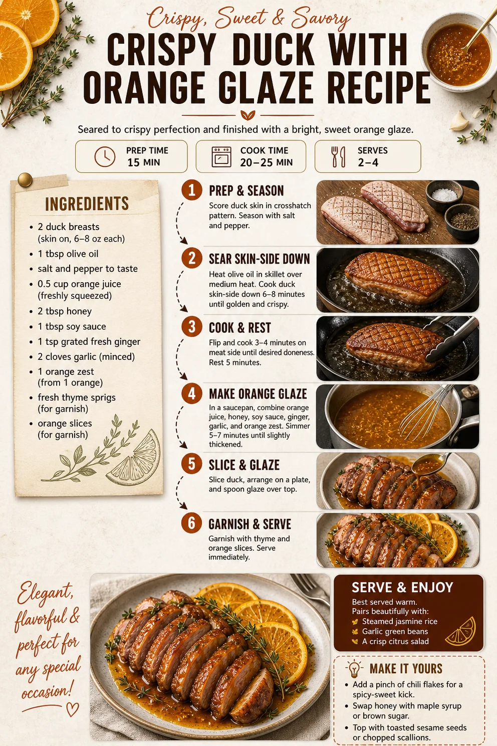 Crispy Duck with Orange Glaze Recipe