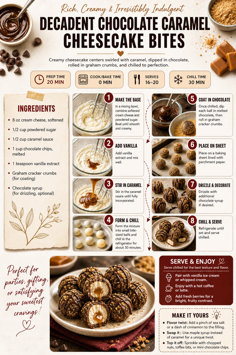 Decadent Chocolate Caramel Cheesecake Bites chocolate caramel cheesecake bites Decadent Chocolate Caramel Cheesecake Bites
