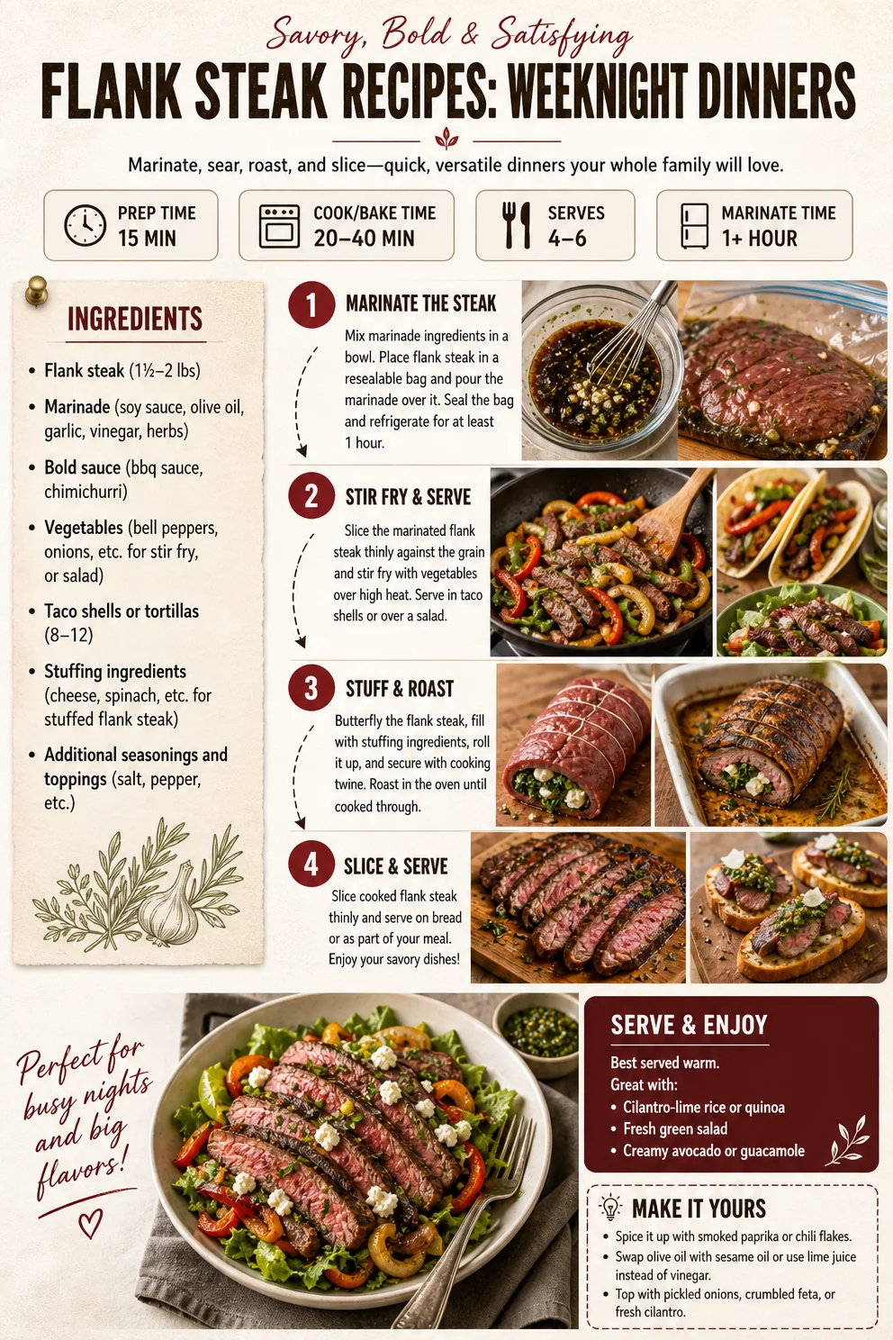 Flank Steak Recipes: Weeknight Dinners flank steak Flank Steak Recipes: Weeknight Dinners