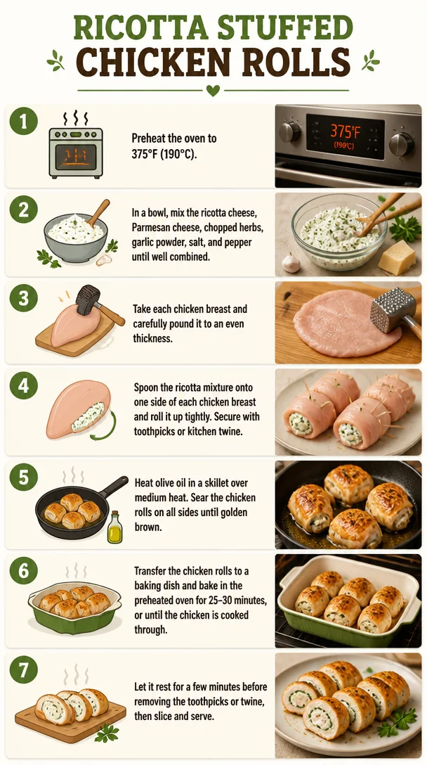 Herbed Ricotta Stuffed Chicken Rolls for Dinner