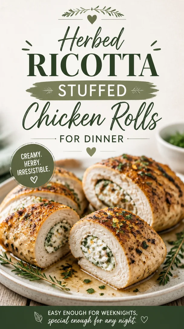 Herbed Ricotta Stuffed Chicken Rolls for Dinner