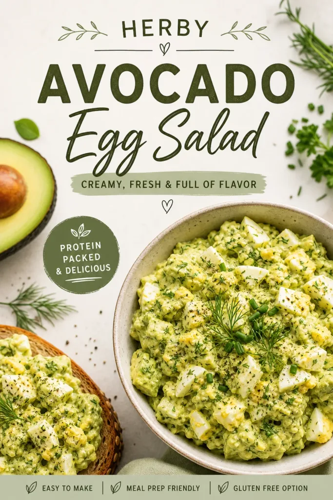 Herby avocado egg salad in a bowl with herbs and spices