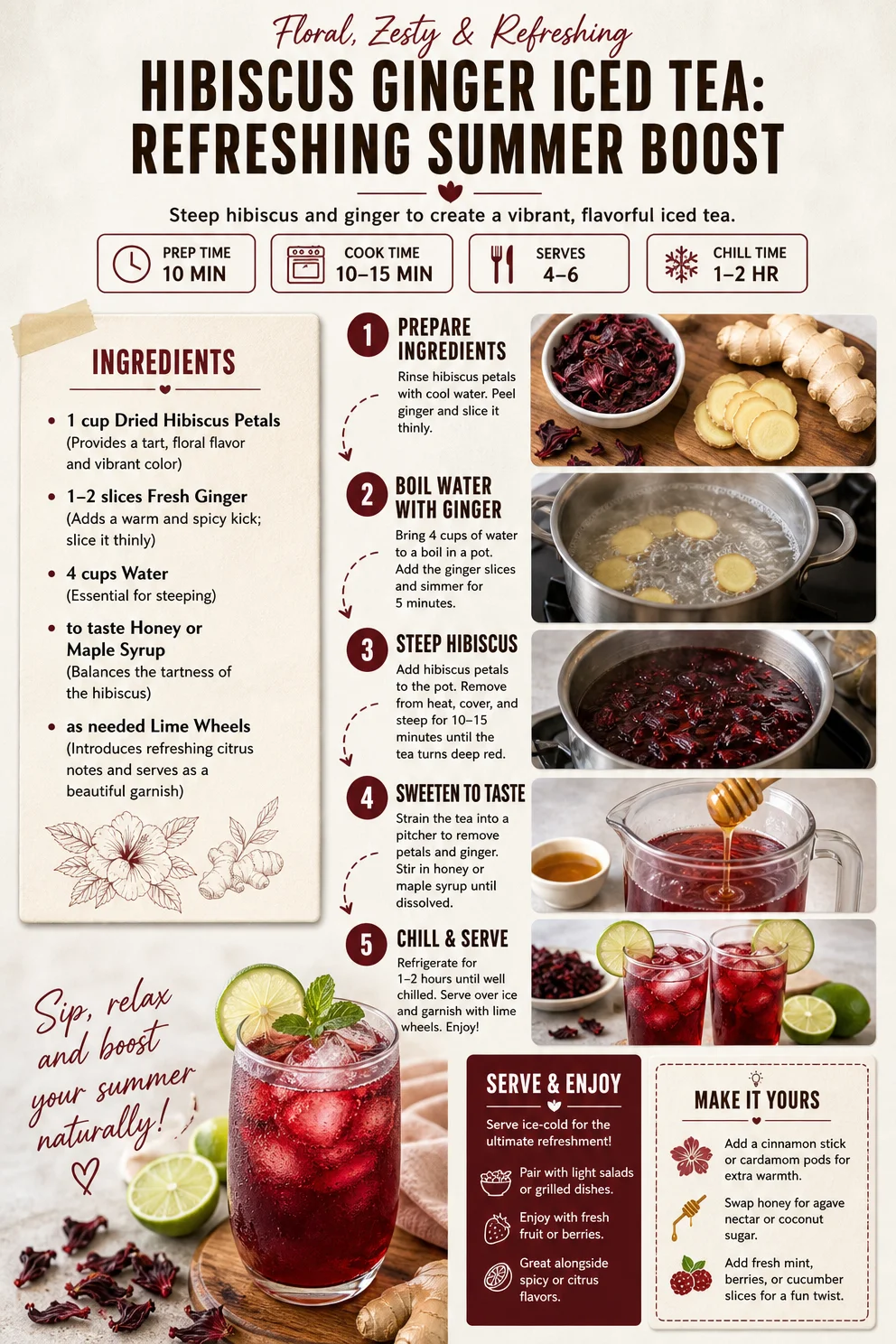 Hibiscus Ginger Iced Tea: Refreshing Summer Boost