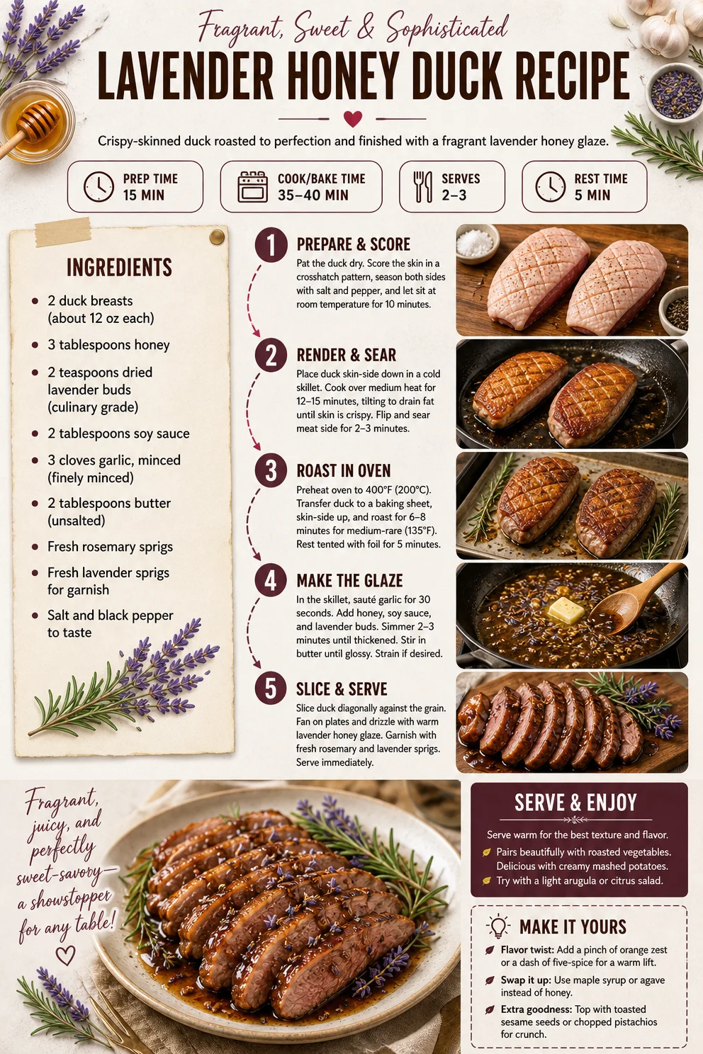 Lavender Honey Duck Recipe