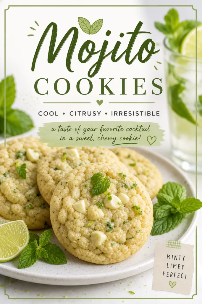 Delicious Mojito Cookies with lime and mint flavors on a plate