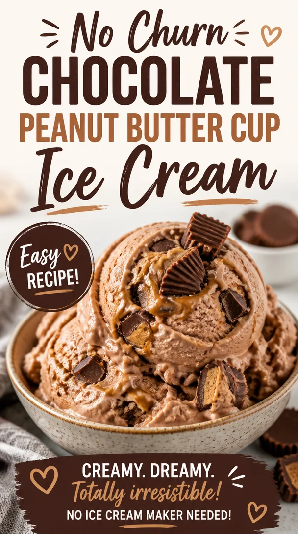 No Churn Chocolate Peanut Butter Cup Ice Cream: Easy Recipe