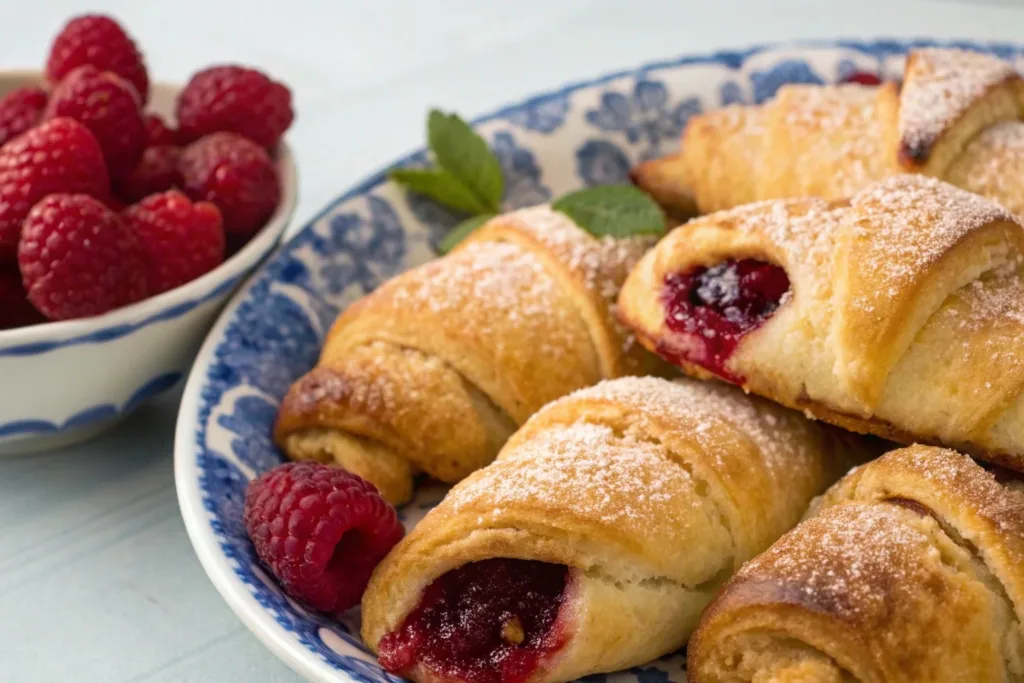 Raspberry Pistachio Rogaliki Cookies - Rugelach