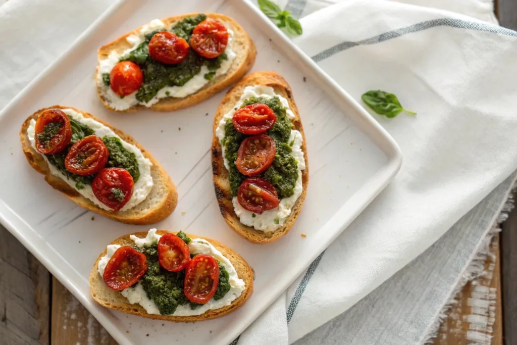 Roasted Tomato Burrata Crostini: Easy Party Appetizer