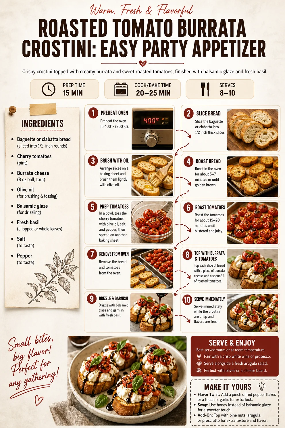 Roasted Tomato Burrata Crostini: Easy Party Appetizer