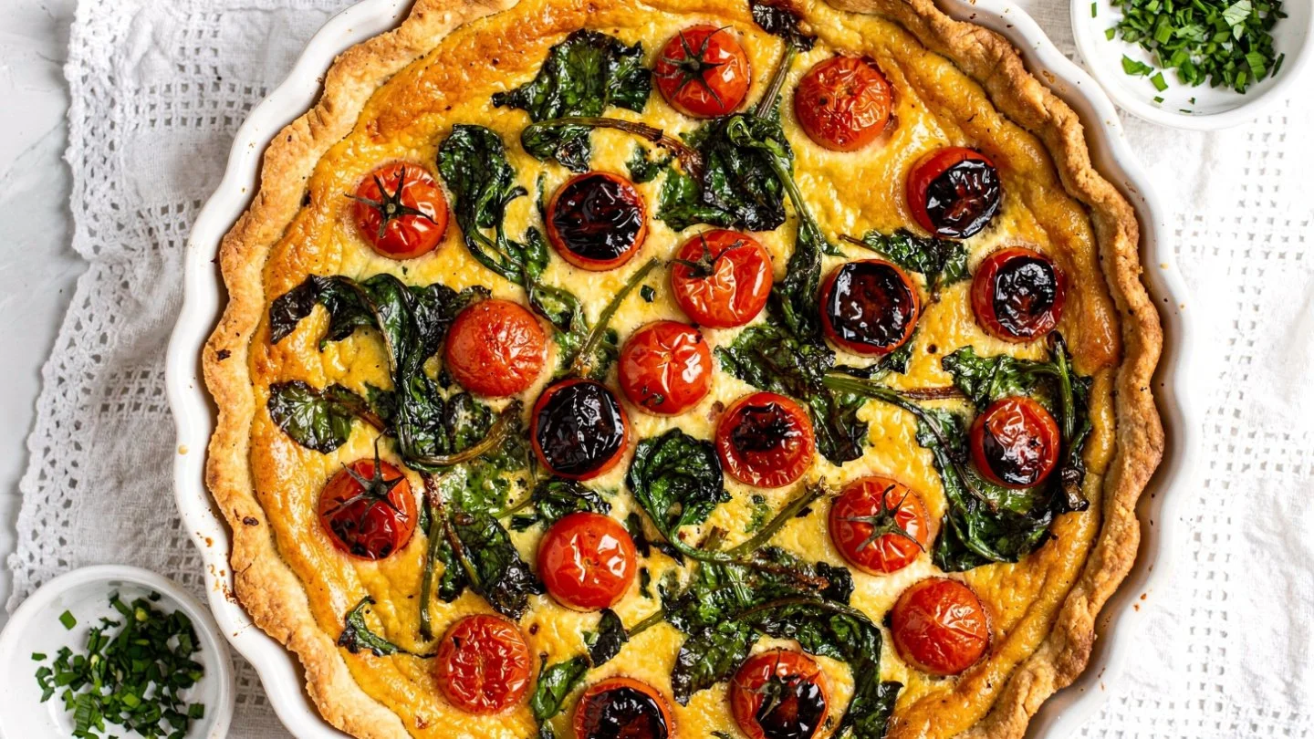 Roasted Tomato Spinach Pancetta Slice Recipe