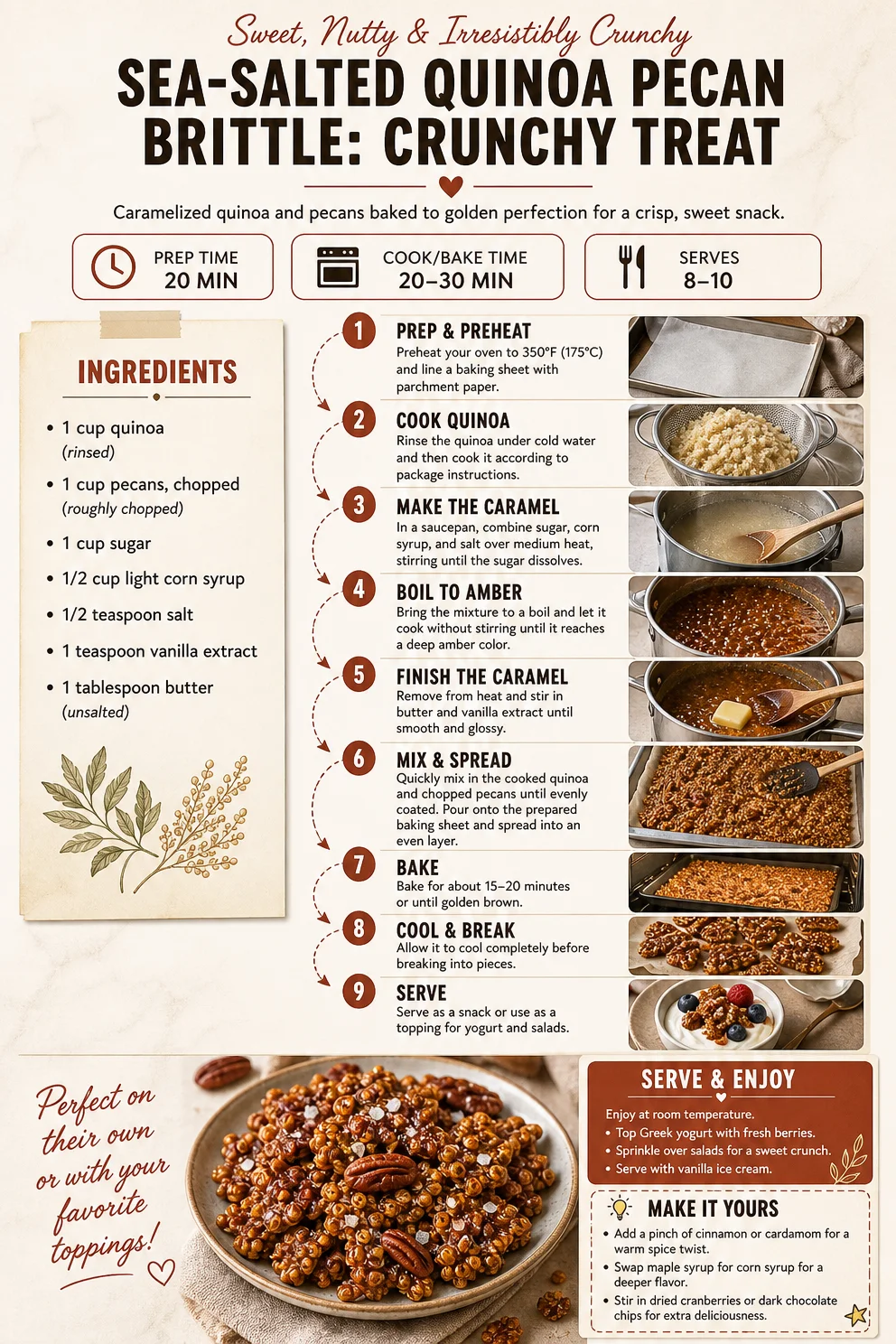 Sea-Salted Quinoa Pecan Brittle: Crunchy Treat