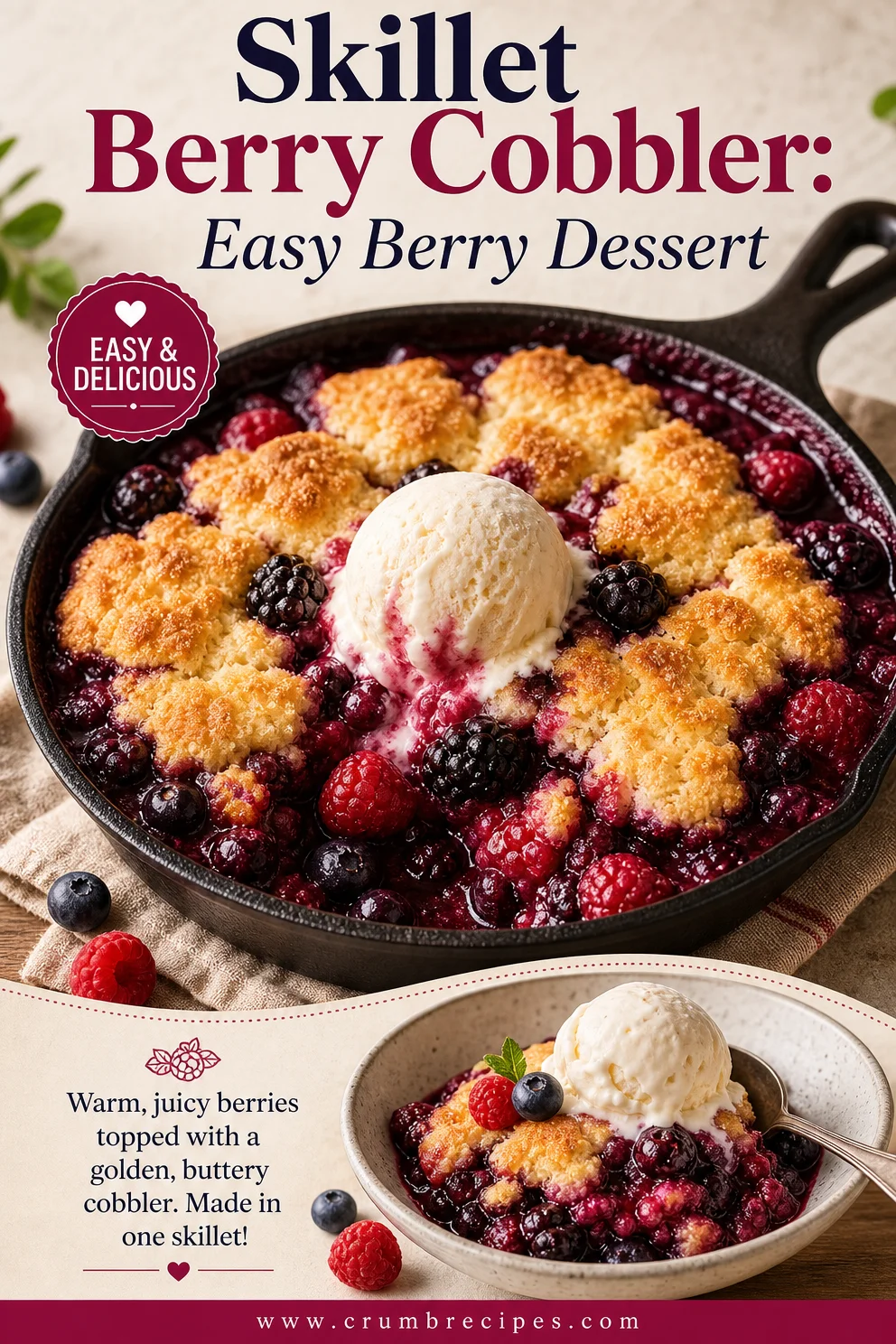 Skillet Berry Cobbler: Easy Berry Dessert berry cobbler Skillet Berry Cobbler: Easy Berry Dessert