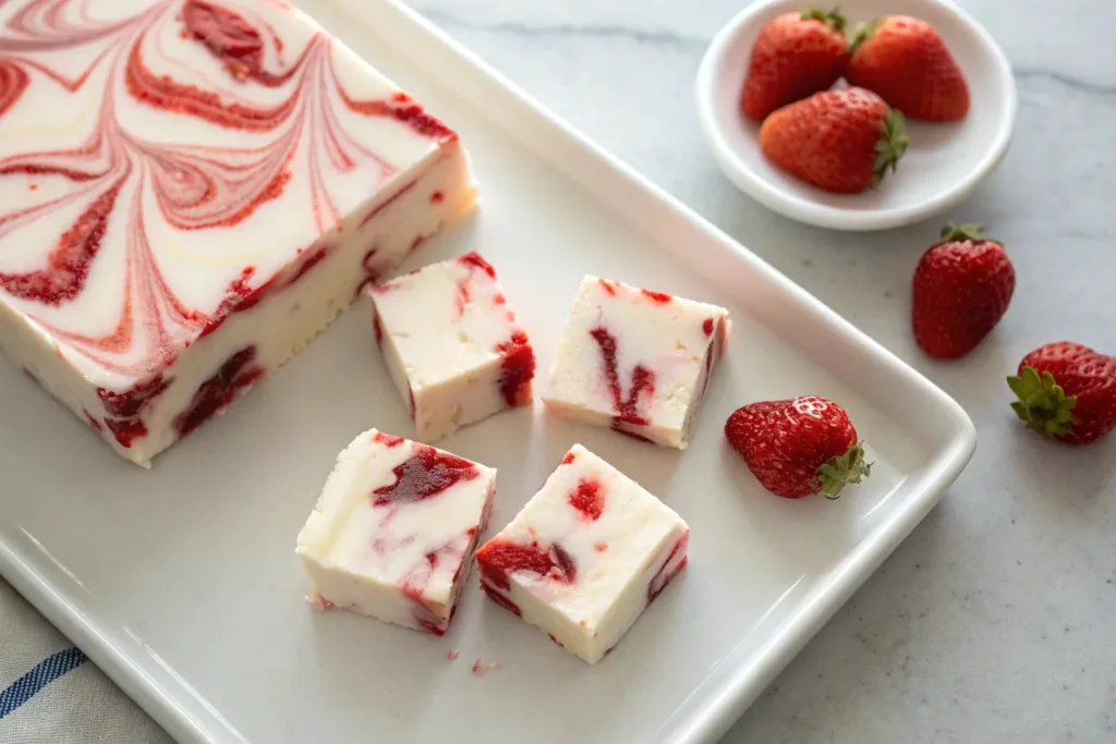 Strawberries & Cream Fudge: Easy Recipe strawberries cream fudge Strawberries & Cream Fudge: Easy Recipe