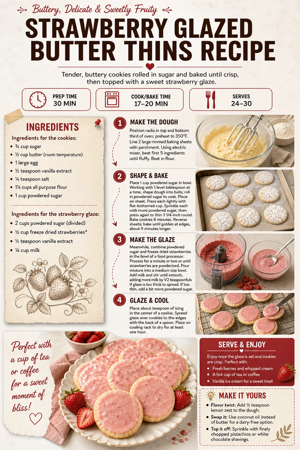 Strawberry Glazed Butter Thins Recipe