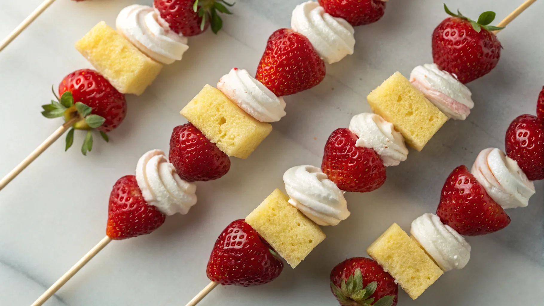 Delectable Strawberry Shortcake Kabobs: The Ultimate Summer Treat Strawberry Shortcake Delicious Strawberry Shortcake Kabobs with fresh strawberries and whipped cream