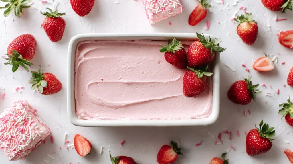 Irresistibly Delicious Vanilla Bean Sheet Cake with Fresh Strawberry Icing