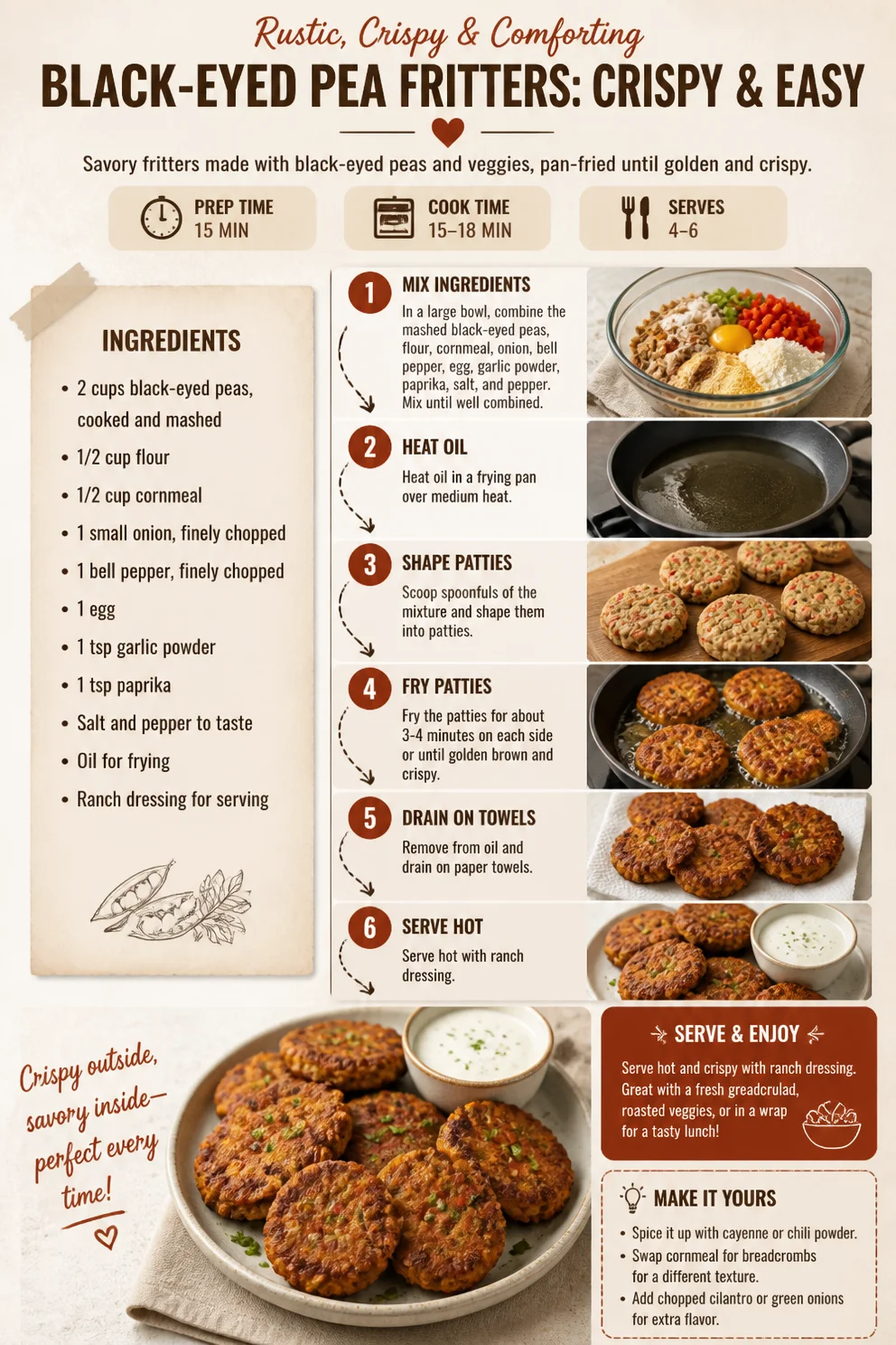Black-Eyed Pea Fritters: Crispy & Easy Black-Eyed Pea Fritters Black-Eyed Pea Fritters: Crispy & Easy