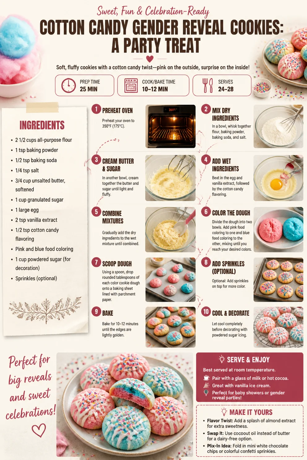 Cotton Candy Gender Reveal Cookies gender reveal cookies Cotton Candy Gender Reveal Cookies: A Party Treat