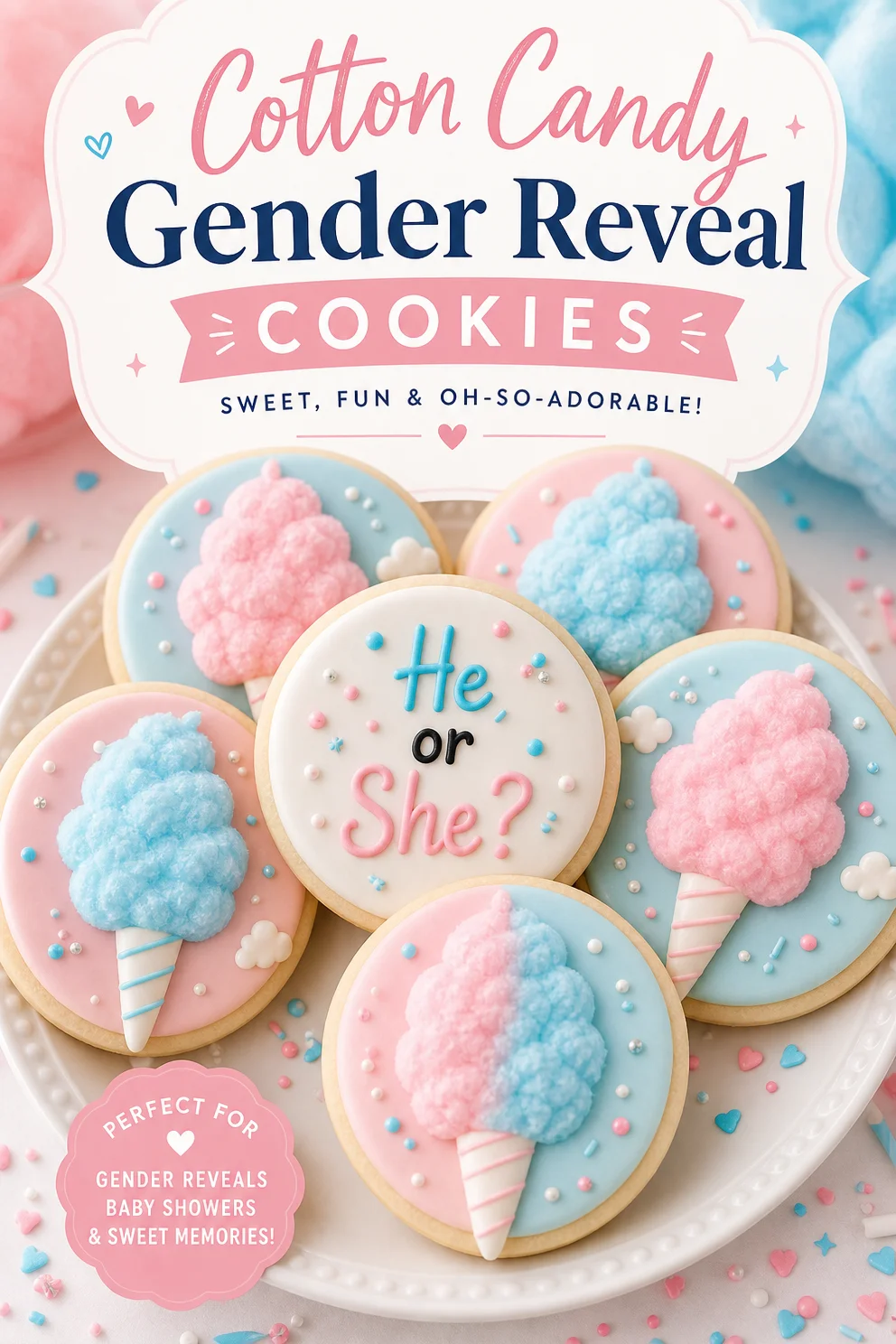 Cotton Candy Gender Reveal Cookies gender reveal cookies Cotton Candy Gender Reveal Cookies