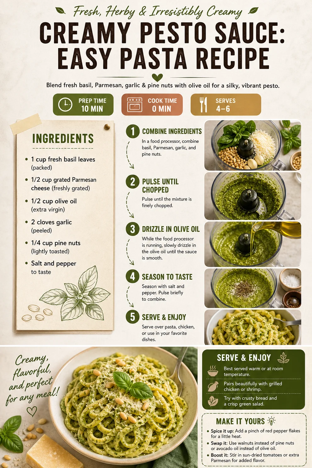 Creamy Pesto Sauce: Easy Pasta Recipe pesto sauce Creamy Pesto Sauce: Easy Pasta Recipe