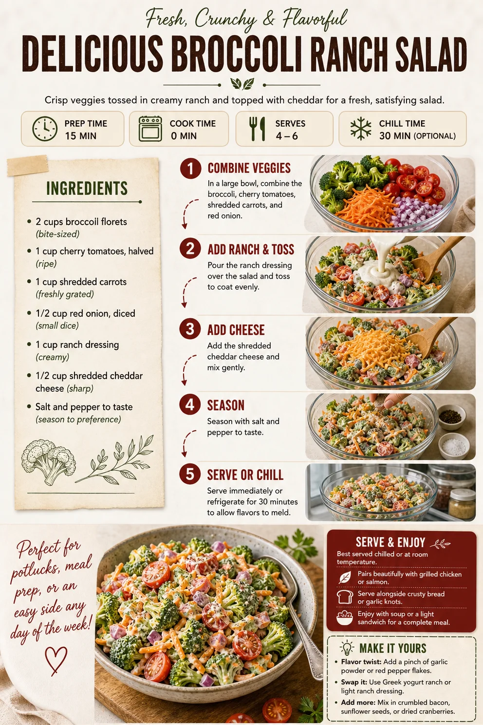 Delicious Broccoli Ranch Salad