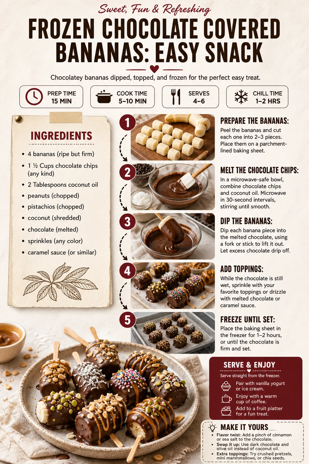 Frozen Chocolate Covered Bananas: Easy Snack