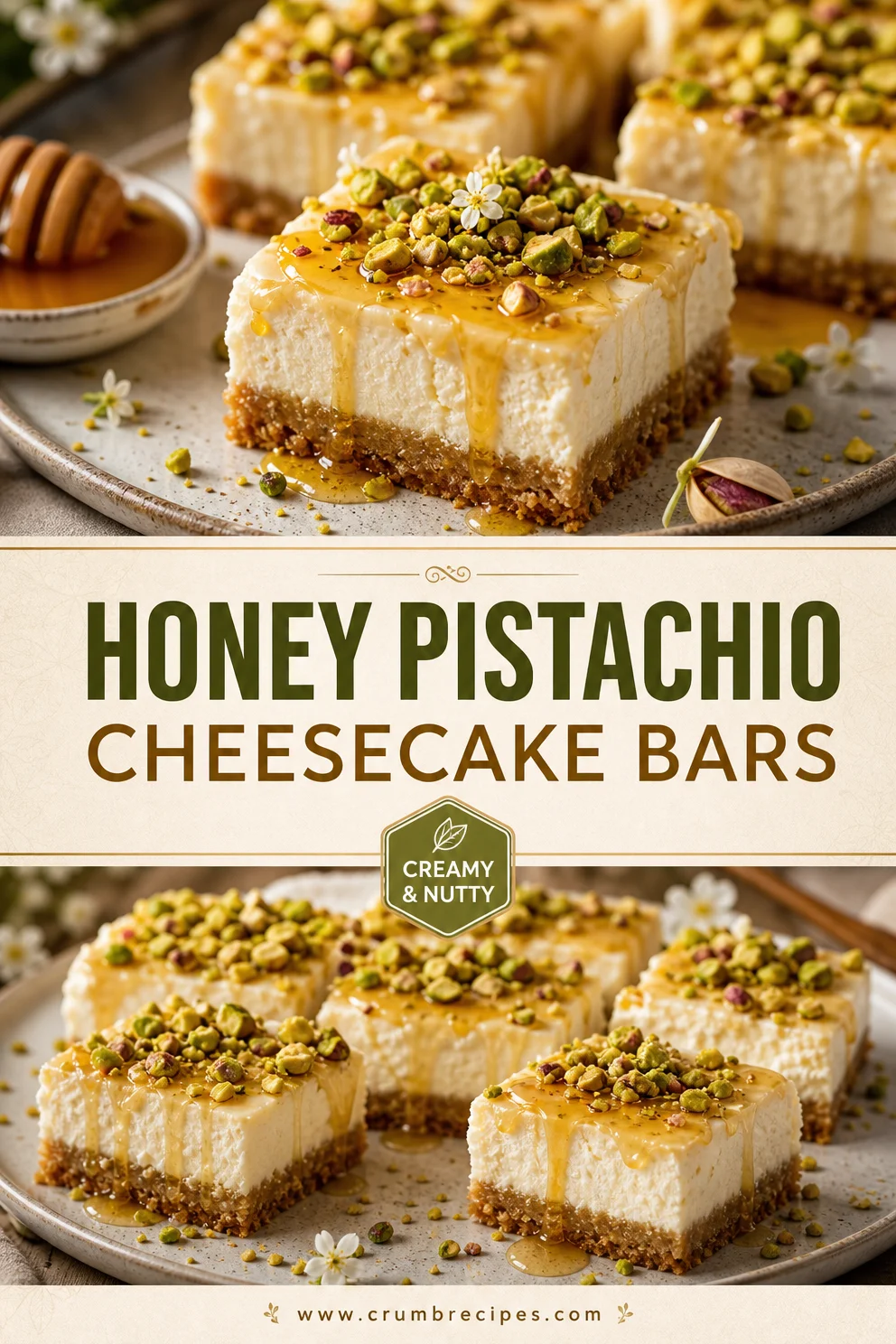 Greek Honey Pistachio Cheesecake Bars Recipe