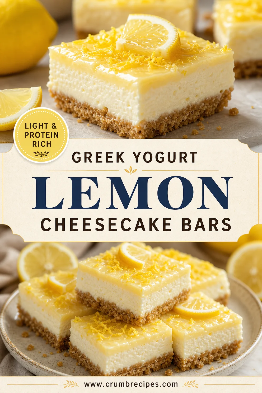 Greek Yogurt Lemon Cheesecake Bars Recipe