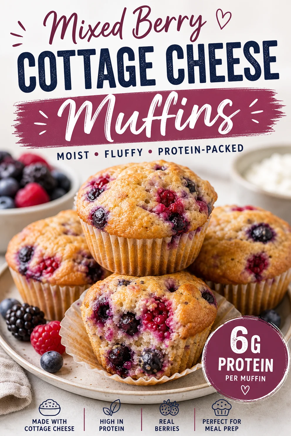 Mixed Berry Cottage Cheese Muffins 6g Protein Berry Cottage Cheese Muffins Mixed Berry Cottage Cheese Muffins 6g Protein