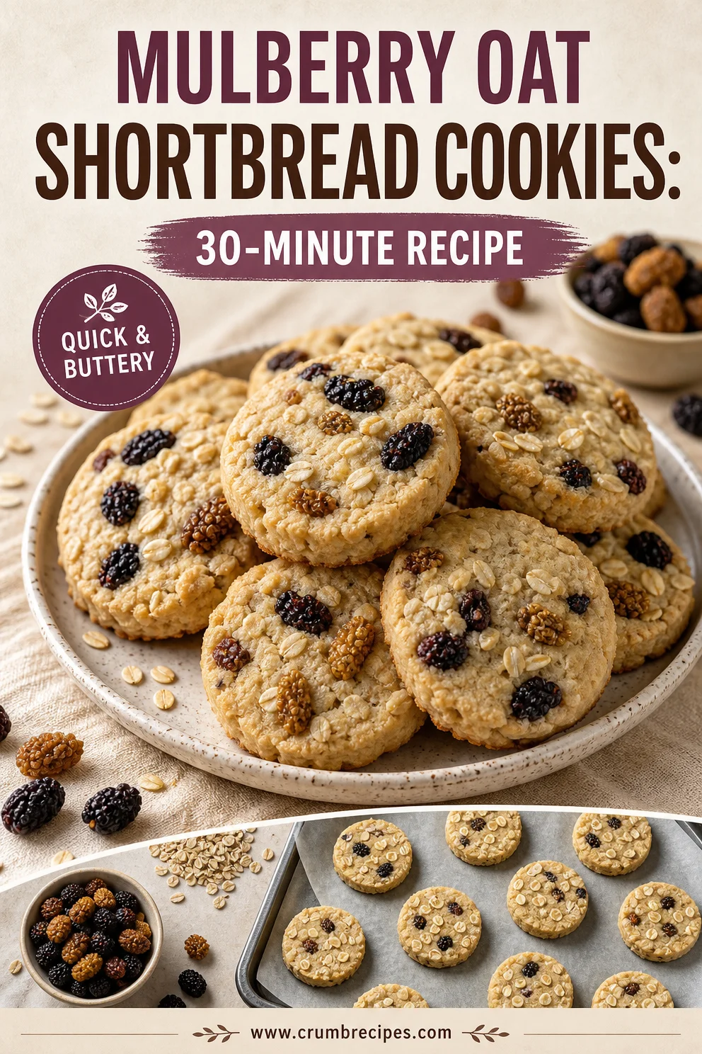 Mulberry Oat Shortbread Cookies: 30-Minute Recipe