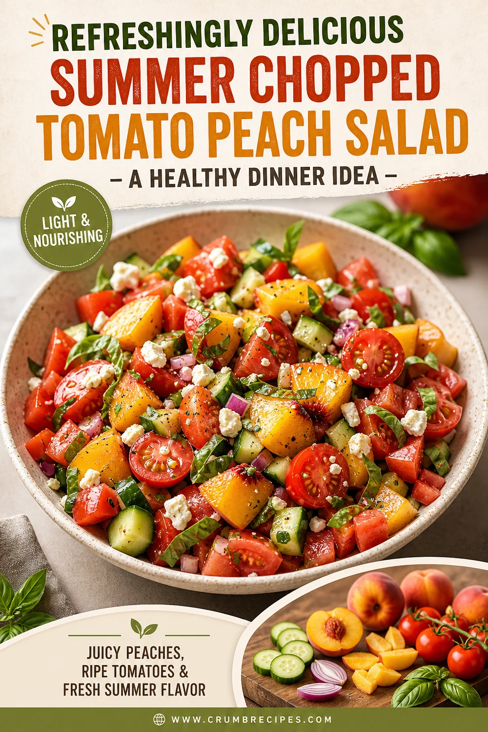 Refreshingly Delicious Summer Chopped Tomato Peach Salad – A Healthy Dinner Idea tomato peach salad Refreshingly Delicious Summer Chopped Tomato Peach Salad – A Healthy Dinner Idea