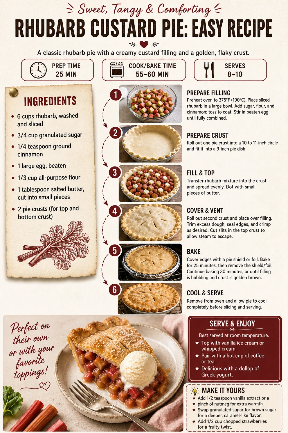 Rhubarb Custard Pie: Easy Recipe