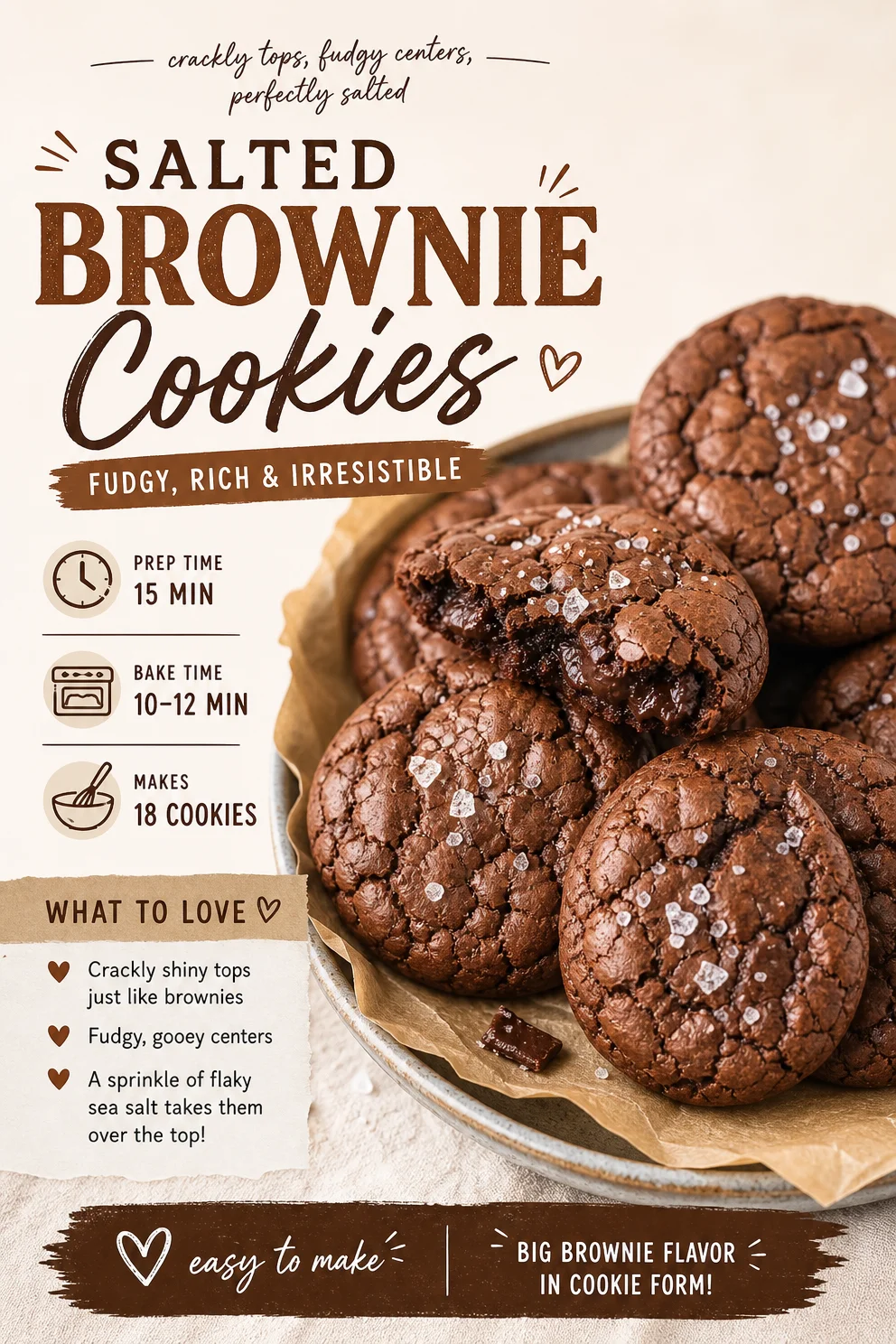 Salted Brownie Cookies Recipe brownie cookies Salted Brownie Cookies Recipe