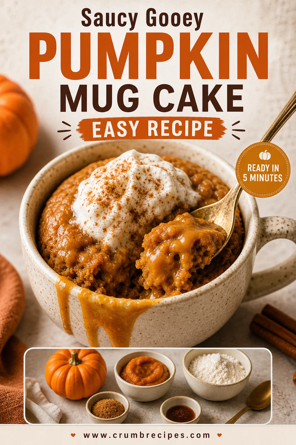 Saucy Gooey Pumpkin Mug Cake Easy Recipe
